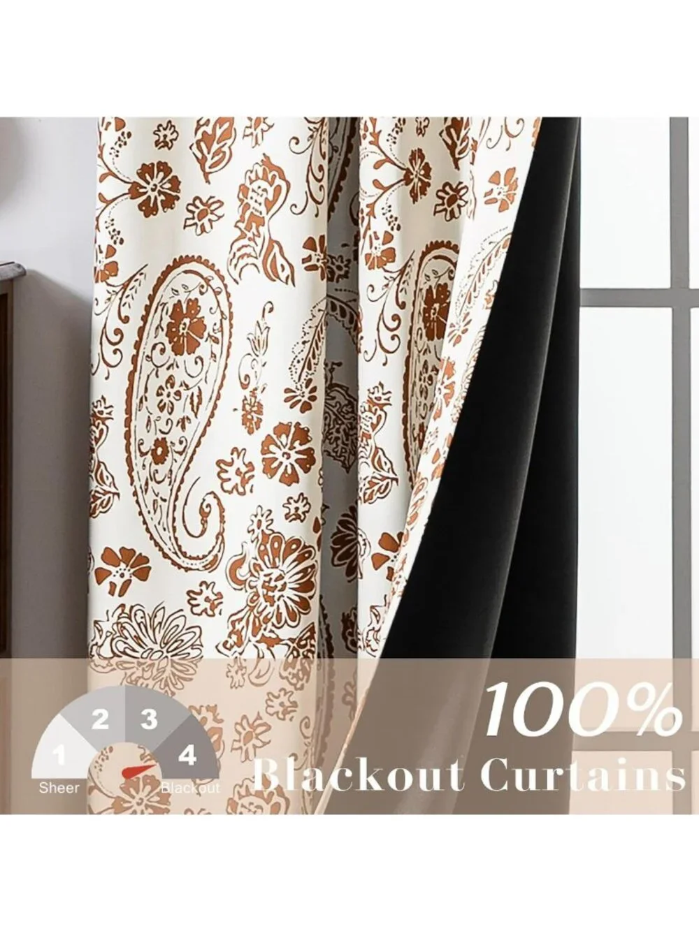 Vintage Floral Blackout Curtains, 96